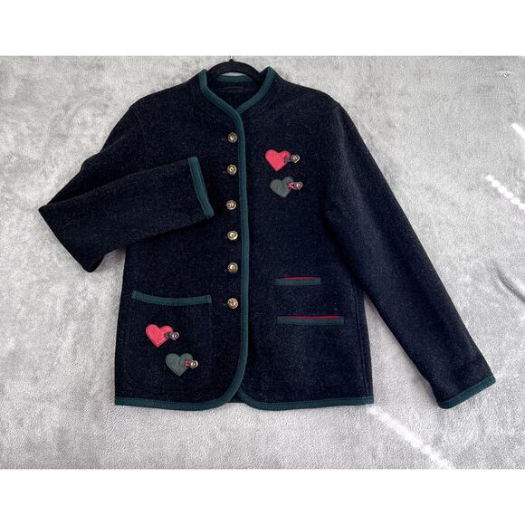 Vintage Austrian Trachten Jacket Omen's 34 Loden Wool Alpaca Boiled Wool Blazer - Picture 1 of 11